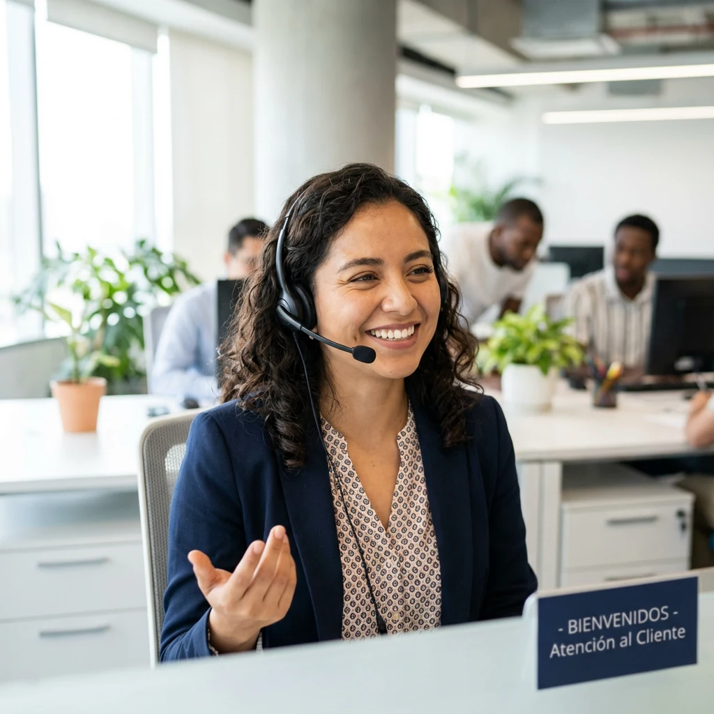 Agente de soporte al cliente mexicana sonriendo
